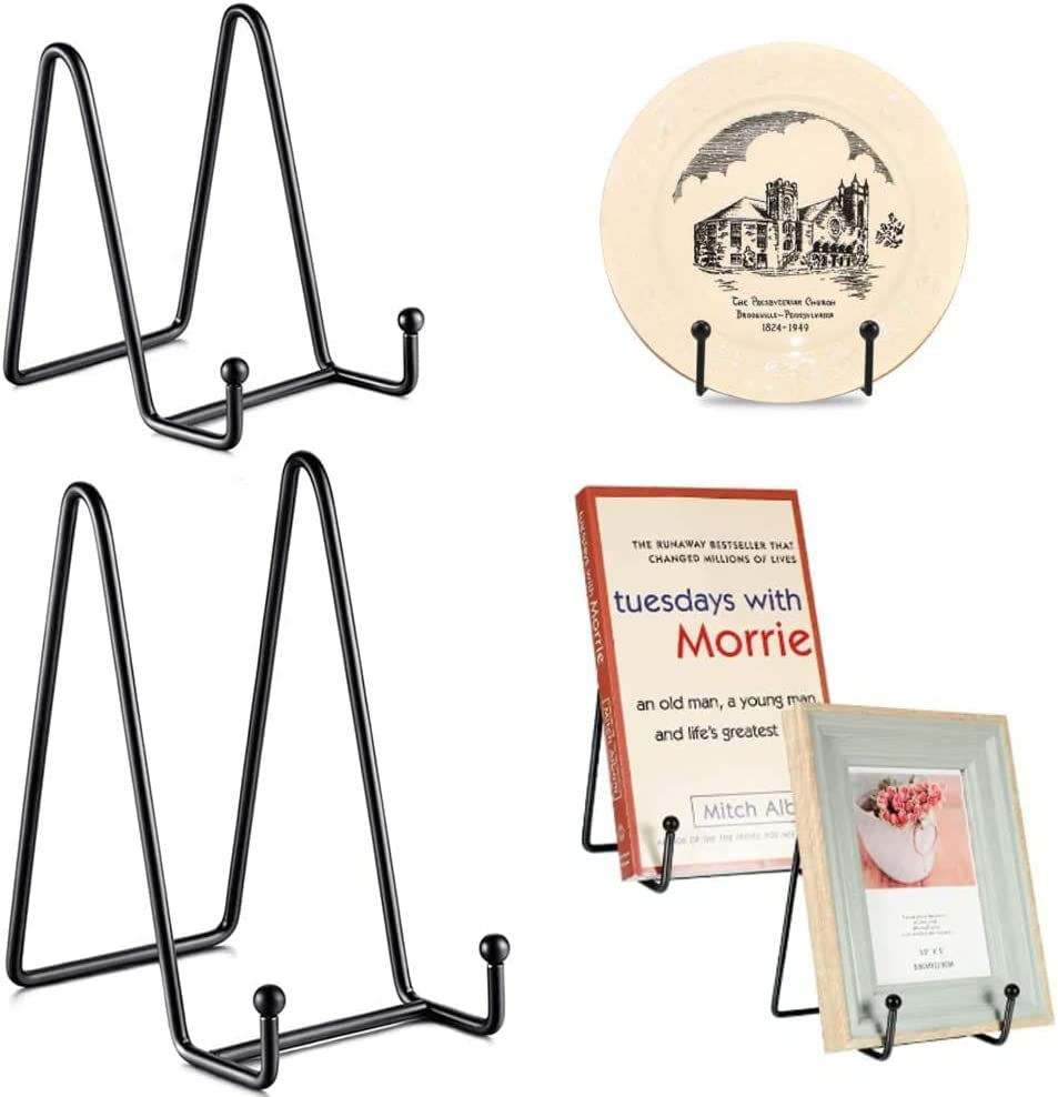 6 Inch Plate Stands for Display, 3 Packs Plate Holder Display Stand, Metal Frame Holder Stands for Book, Pictures, Photo Easel, Tabletop Artistic Work image number 3