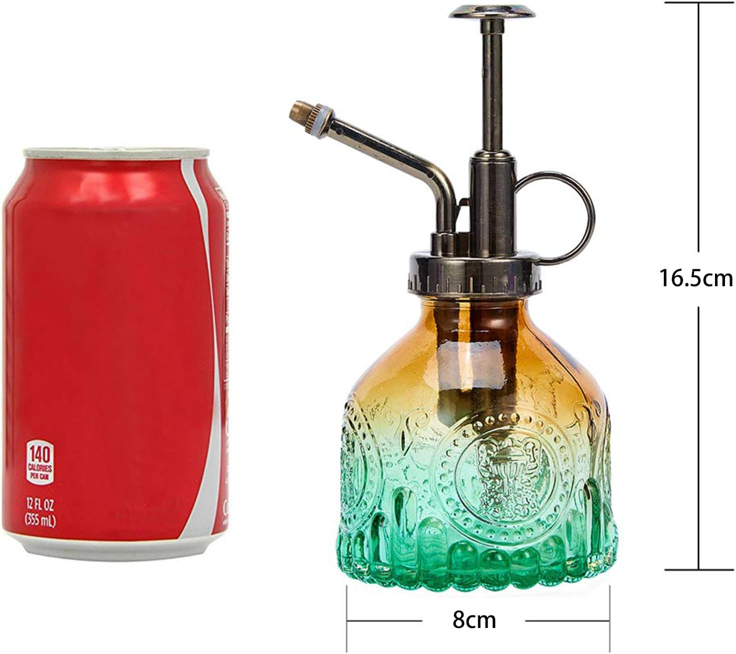 Cozioz Vintage Glass Plant Mister Spray Bottle &ndash; Gradient Green & Brown Succulent Watering Can with Top Pump, Small Indoor/Outdoor Sprayer for Houseplants and Flowers image number 2