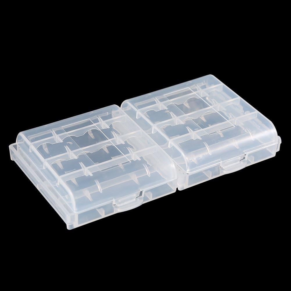 Transparent Hard Plastic Case Holder AA/AAA Battery Storage Box, Clear White (10Pcs) image number 4