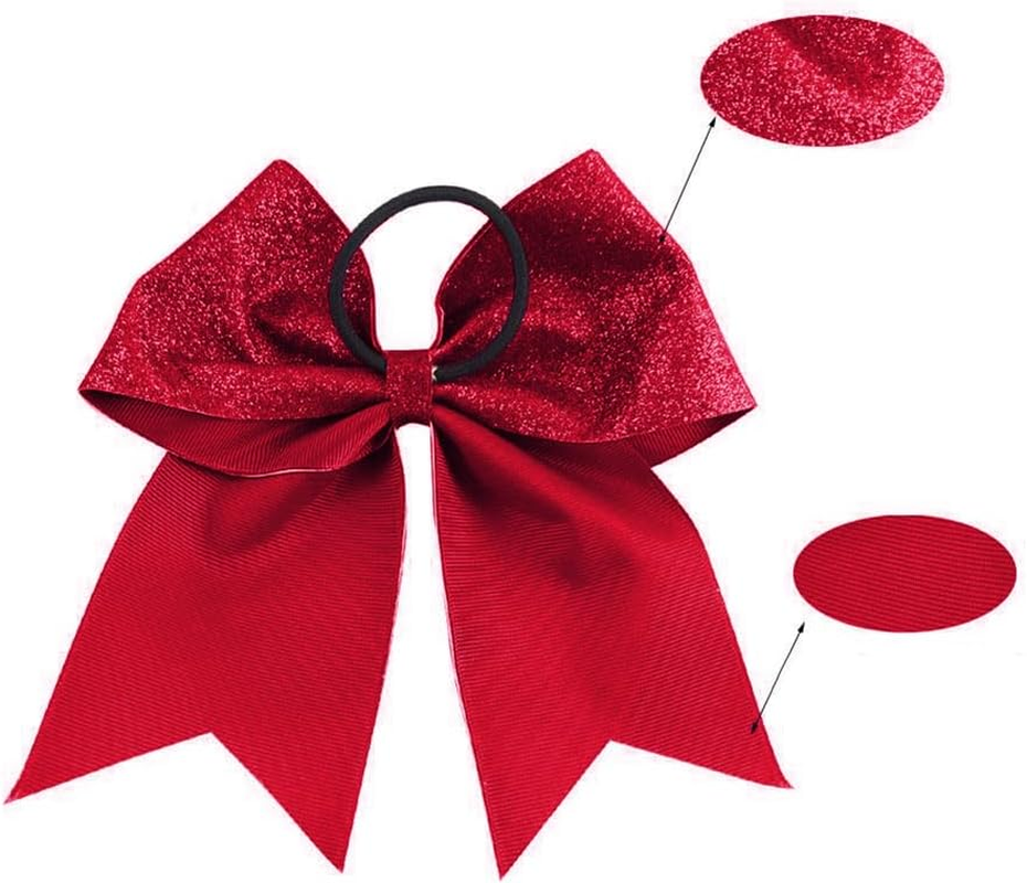 2 Pack Glitter Cheerleader Ponytail Holder Bow Softball Football Hair Ties Accessories for Teen Girls Gold image number 1