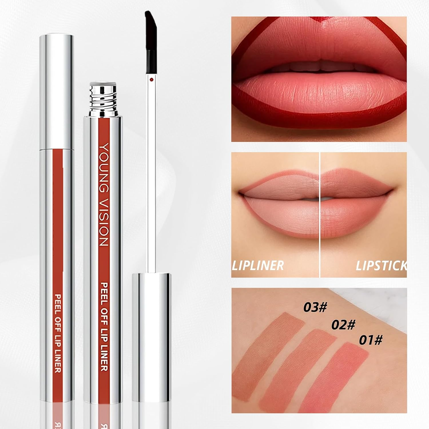 3-Pcs Lipsticks for Women, Long-Lasting Lip Tint & Lip Stain Peel Off, Matte Waterproof Formula for Daily Makeup & Special Occasions, Giftable Lip Contour Kit image number 1