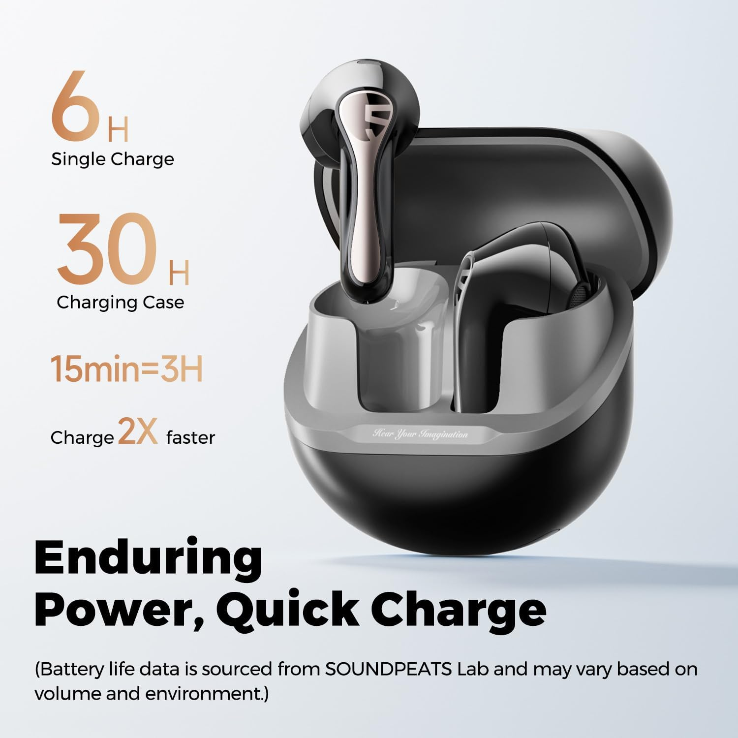 SOUNDPEATS Air5 Lite Wireless Earbuds with Hi-Res Audio, Bluetooth 5.4 Earphones, 13Mm Drivers, LDAC Codec, Noise Cancelling Headphones for Calls, Stereo Sound, 30 Hrs, APP Control (Black) image number 6