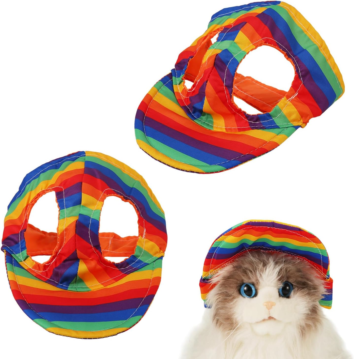 PEUTIER Dog Sun Hat with Ear Holes, Dog Baseball Cap Adjustable Visor for Summer Breathable Equipment Outdoor Protection for Small Medium Large Dog (M)