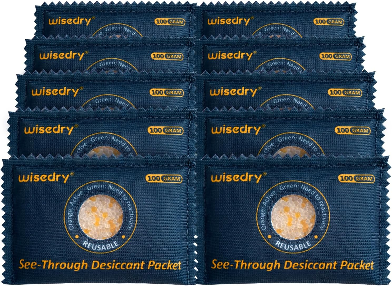 Wisedry 100G [5 Packs] See-Through Desiccant Packs for Storage, Reusable Color Indicating Silica Gel Desiccant Packets, Moisture Absorbers for Gun Safe, 3D Filaments, Toolboxes, Safe, Electronics