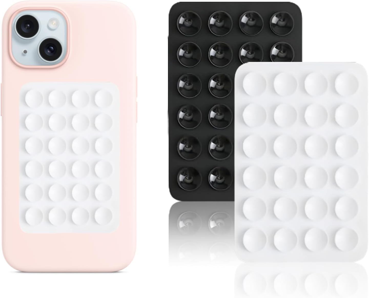 Vilbocr 2PCS Silicon Suction Phone Case Mount,Hands-Free Fidget Toy Mirror Shower Phone Holder, Tiktok Videos and Selfies (Light Pink)