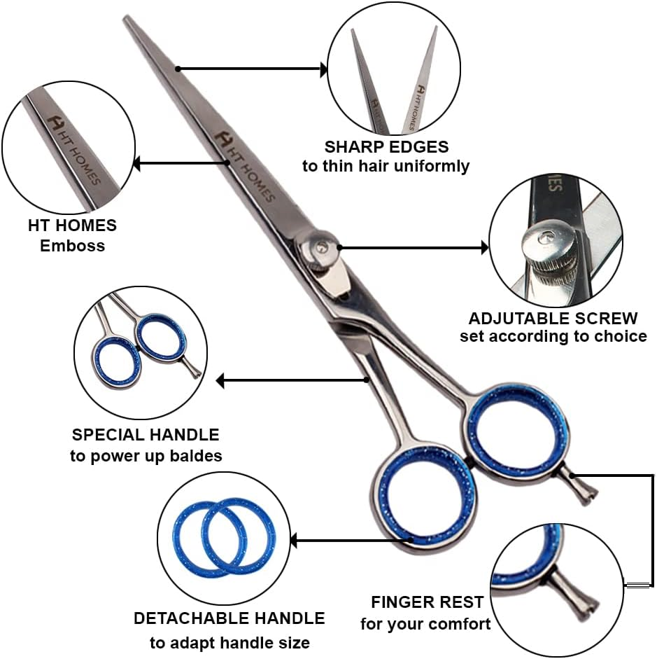Hair Cutting Scissors Professional Hairdressing Barber Shears 6.5 Inch Silver Hairdressing Scissors & Hair Cutting Shears Japanese Stainless Steel Salon Scissors(6.5" Cutting Scissor, SILVER) image number 3