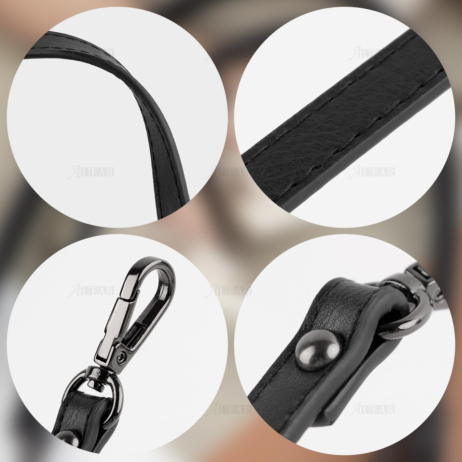 AUEAR, 2 Pack Leather Purse Strap Replacement Handbag Shoulder Bag Black with Gun Black Lock MC16752_GROUP1 image number 4