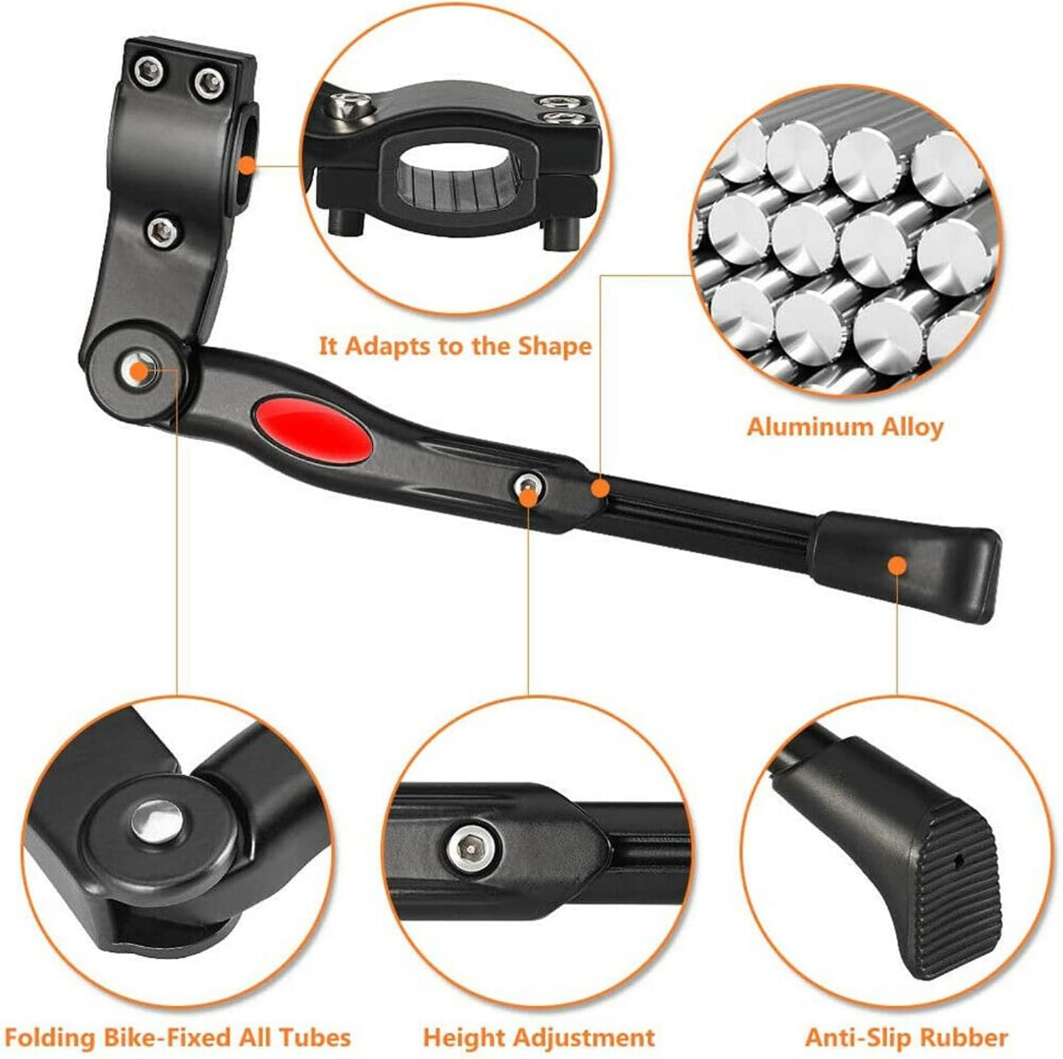 Yotsuba Bike Kickstand, Aluminium Alloy Adjustable Height Rear Side Bicycle Kick Stand for 24&rdquo;-27&rdquo; Mountain Bike, Road Bike, BMX, MTB image number 1