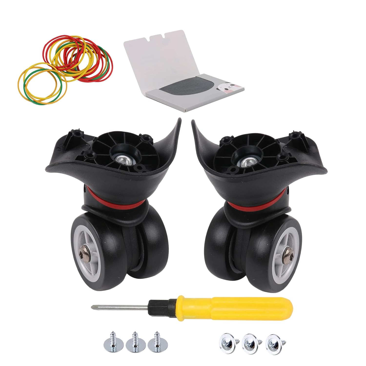 Bstinay W042 2PCS Left Right Swivel Luggage Replacement Wheels 3.93 Inch for DIY Travel Accessories, Black