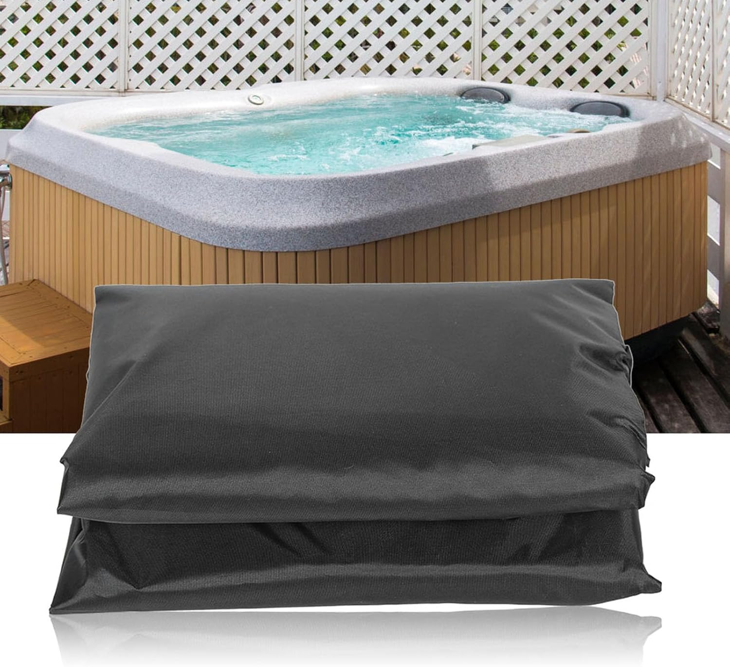 CHICIRIS Square Hot Tub Cover, Hot Spring Protector Cover Cap Tear Resistant Waterproof Dustproof for Bathtub Outdoor Square Rainproof, and Long Service Life, Universal Usage (Black) - Coffee Color image number 3