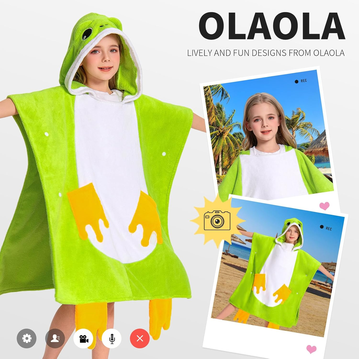 OLAOLA Frog Hooded Kids Beach Towels, Soft Absorbent Kids Hooded Bath Towel Wrap for Boys Girls, Toddler Pool Swim Towel with Hood for Ages 3-12 - Panda image number 4