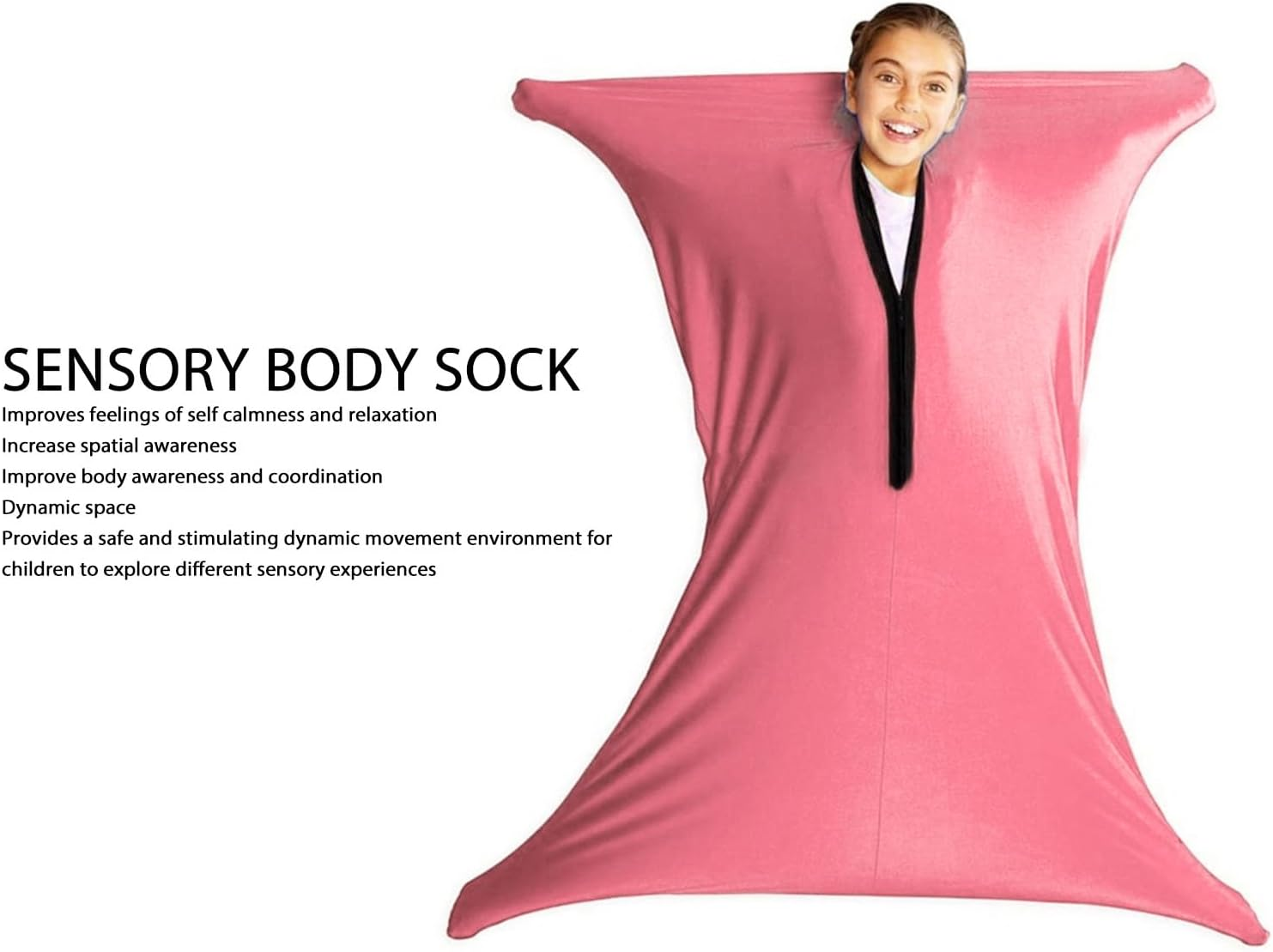 Sensory Body Sock for Adult, Dynamic Movement Sensory Sock Pink Improved Self Calming Movement Sensory Body Sock Full-Body Wrap Stretchy Body Sox to Relieve Stress (S) image number 4