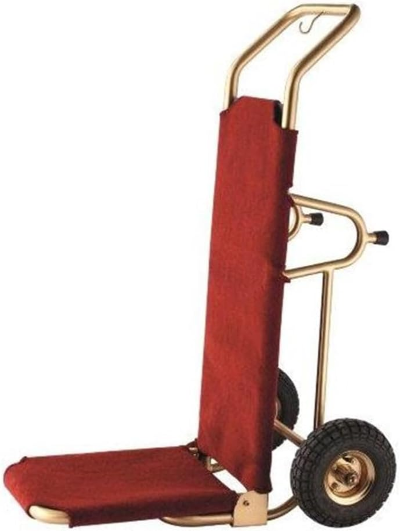 Dolphy Stainless Steel Folding Luggage Trolley Cart with Golden Frame & Red Carpet, Luxury Foldable Hotel Luggage Cart with Wheels for Hotels, Villas & Restaurants