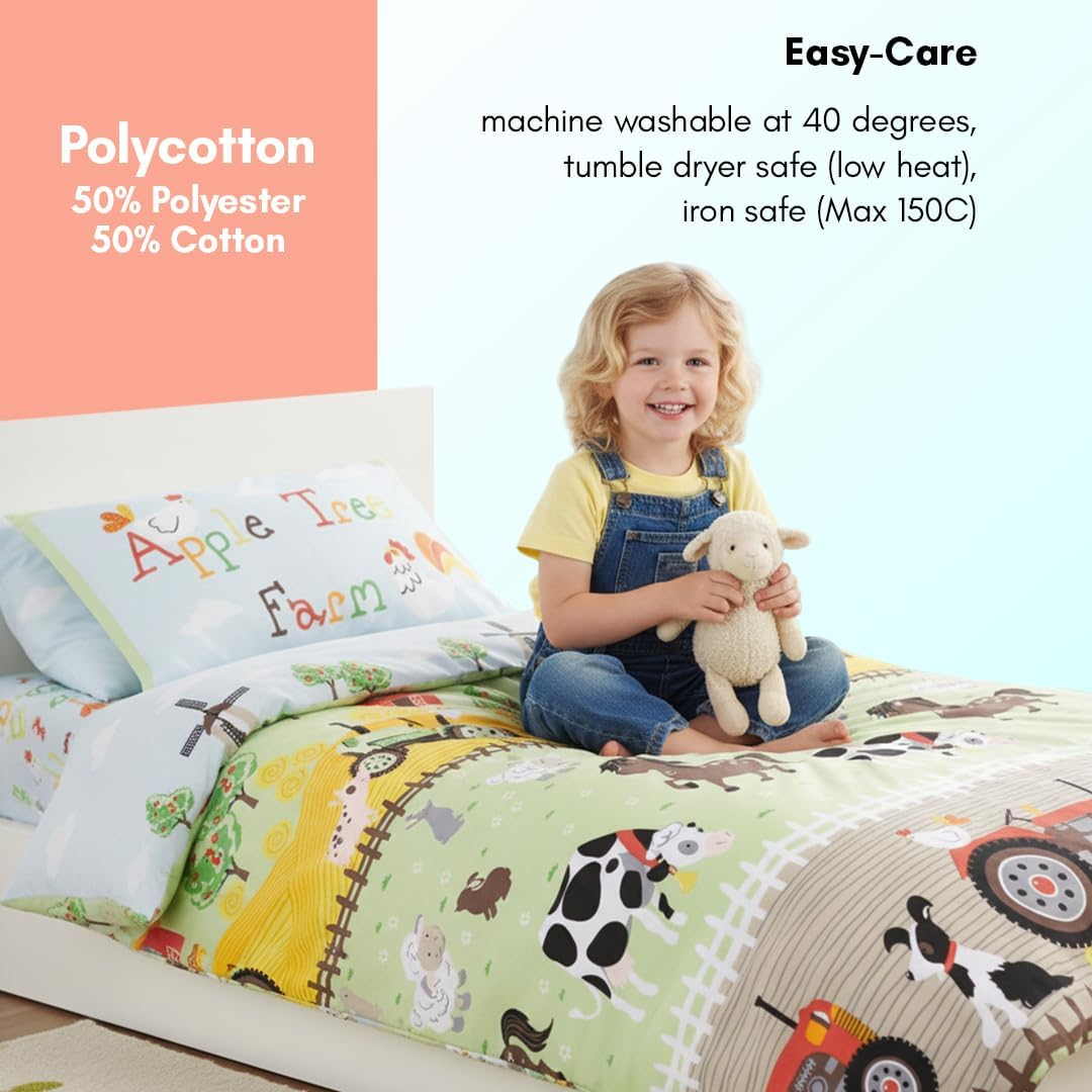 Rapport Apple Tree Farm Duvet, Single, Polyester-Cotton, Multi-Colour