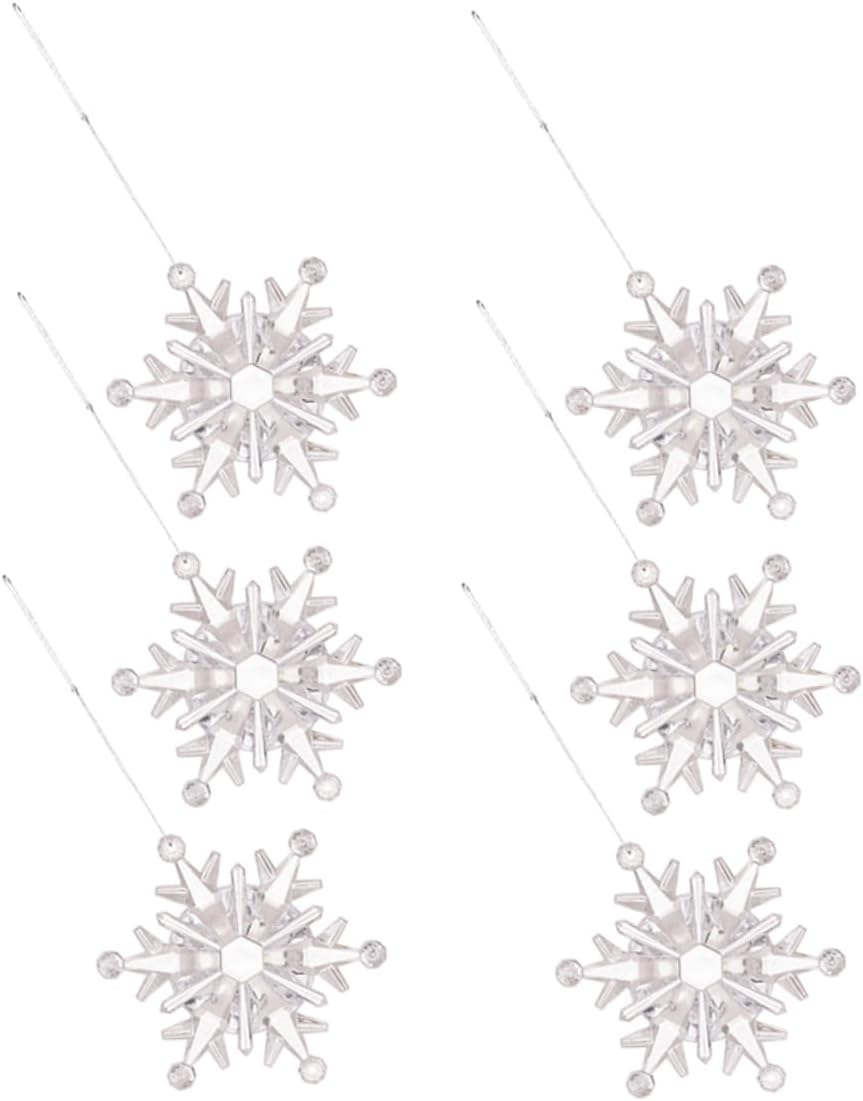 Unique Snowflake Pendant Acrylic Crystal Christmas Tree Decor Silver Christmas Decorations DIY Snowflake Ornaments for Winter Celebrations image number 1