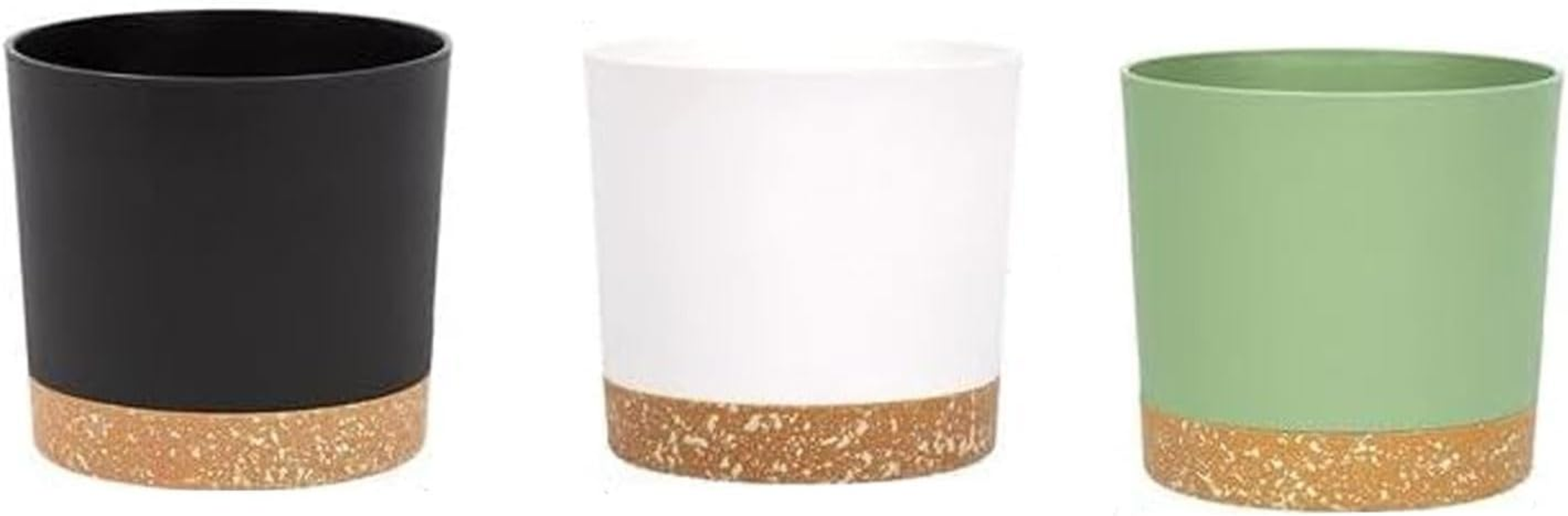 Plastic Flower Pots with Drainage Holes,Set of 3 Planters, Herb Pot with Saucer,Removable Base, round Plant Pot for Indoor and Balcony Succulent Cactus(Three Colors) image number 4