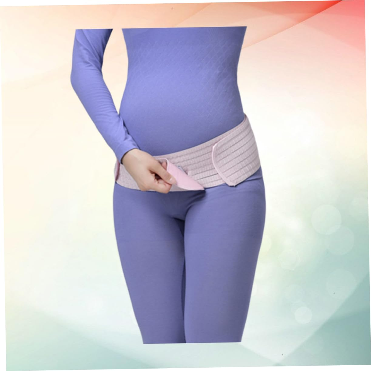 PACKOVE Breathable Dual-Layer Pregnancy Abdominal Belt Postpartum Pelvic Support Band Waist Care Back Brace for Pregnant Women Pink Free Size image number 1