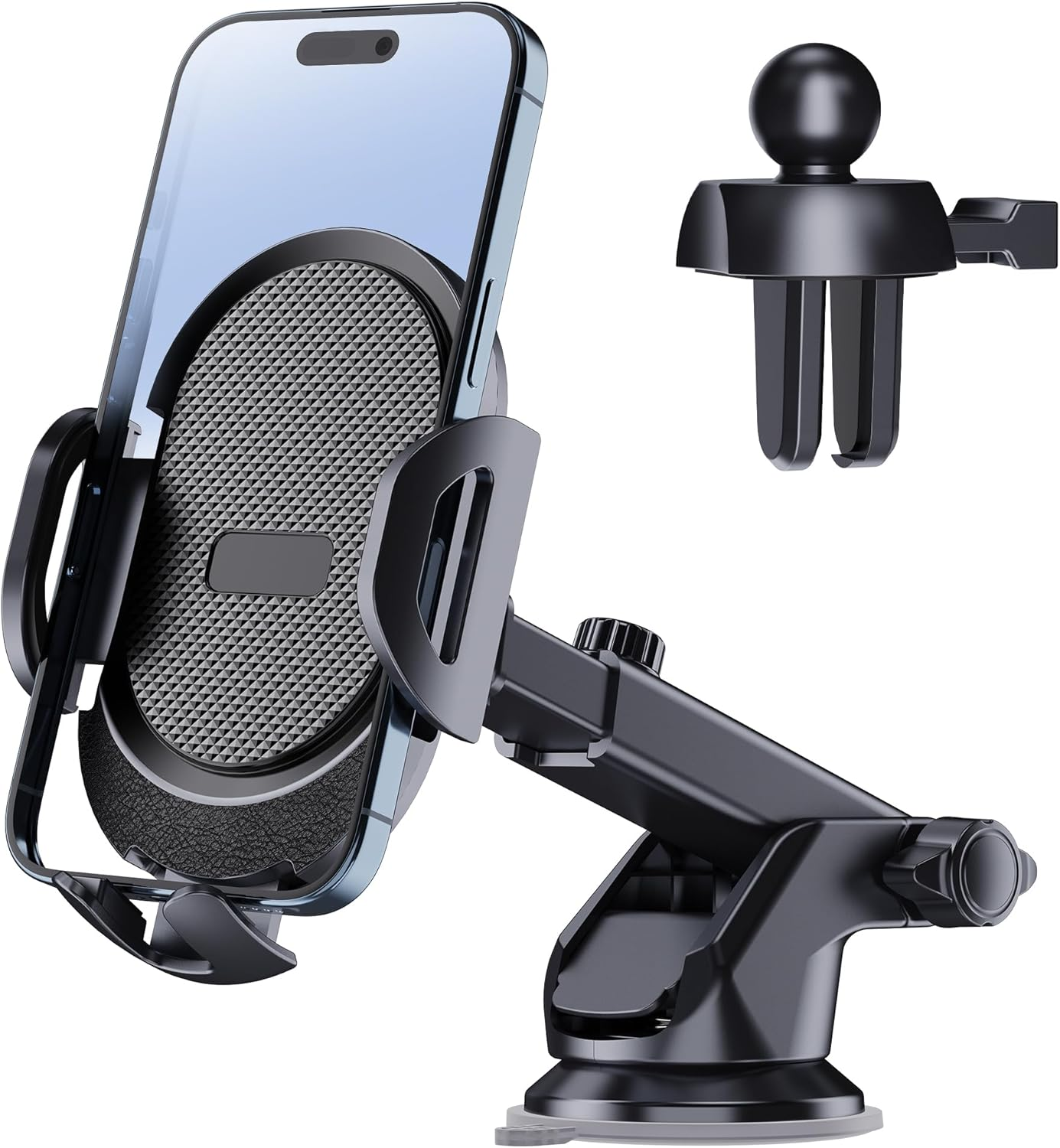 OUNAIDE Car Phone Holder Mount, 3-In-1 Dashboard Windshield Air Vent Phone Mount with Strong Grip, Rotatable Car Vent Phone Holder for Iphone, Samsung Galaxy & All Smartphones