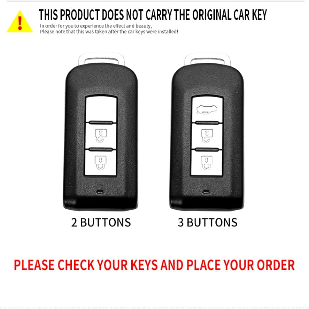 YJADHU Carbon Key Holder Key Chain Car Key Case Cover, Fit for Mitsubishi Outlander 3 Lancer 10 L200 ASX Colt Pajero Sport Eclipse Cross,3 Button Black image number 1