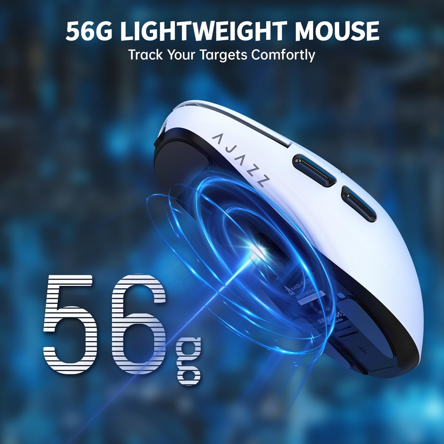 AJAZZ AJ159P Superlight Wireless Gaming Mouse with Magnetic Charging Dock, Ultra Light 56G, Pixart PAW3395 Sensor, 26000DPI 6 Programmable Buttons for Pc/Mac/Xbox/Ps4 (White) image number 5