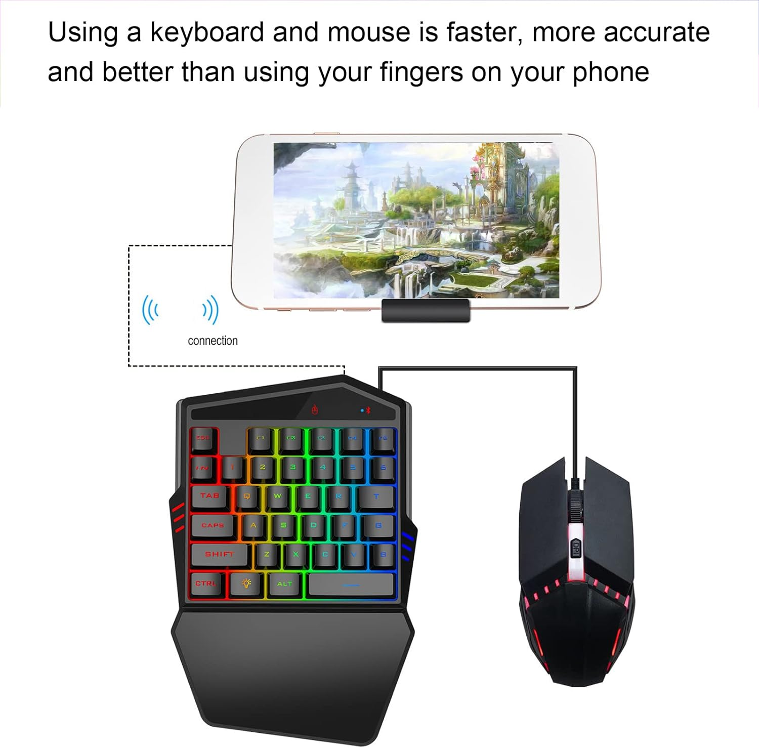Half Keyboard Gaming Mouse Custom Flexible RGB Backlit Mobile Phone Keyboard with Tablet Keypad image number 3
