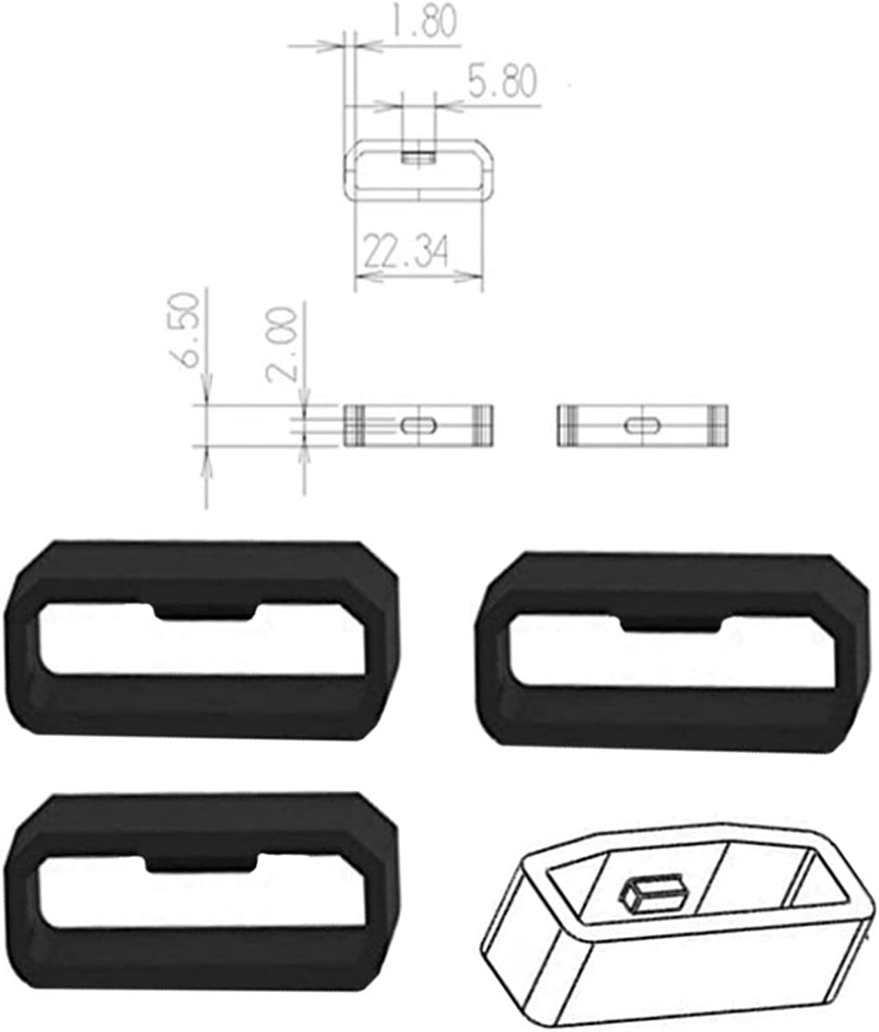 12 Pack - 22Mm Watch Band Strap Loops for Garmin, MH MOIHSING Replacement Secure Rings Compatible with Garmin Forerunner 945/935/630/235/735Xt/Fenix 5 Band,Silicone Fastener Ring Holder Loops, Black