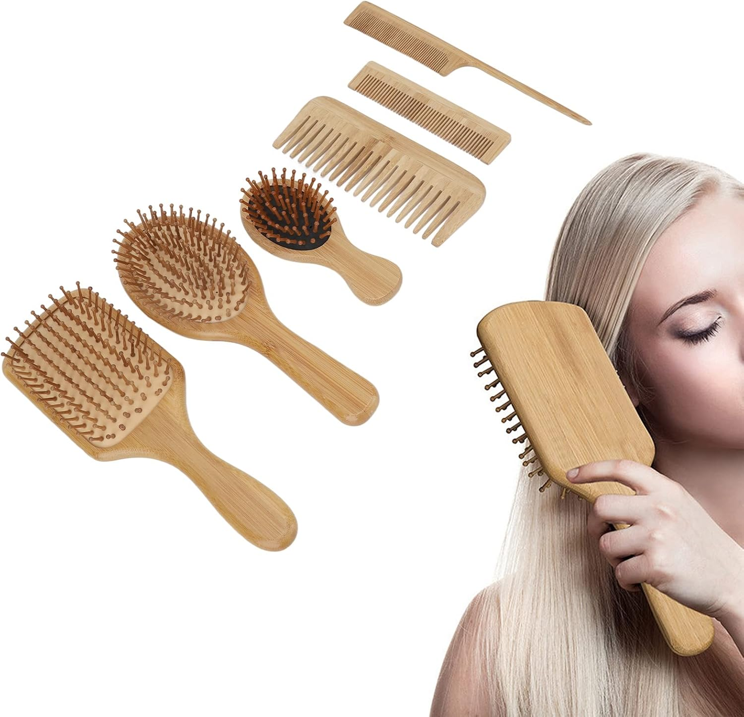 Hair Brush Comb Set, Detangling Hair Hair Brush Set Environmentally Friendly for Barber Shop image number 3