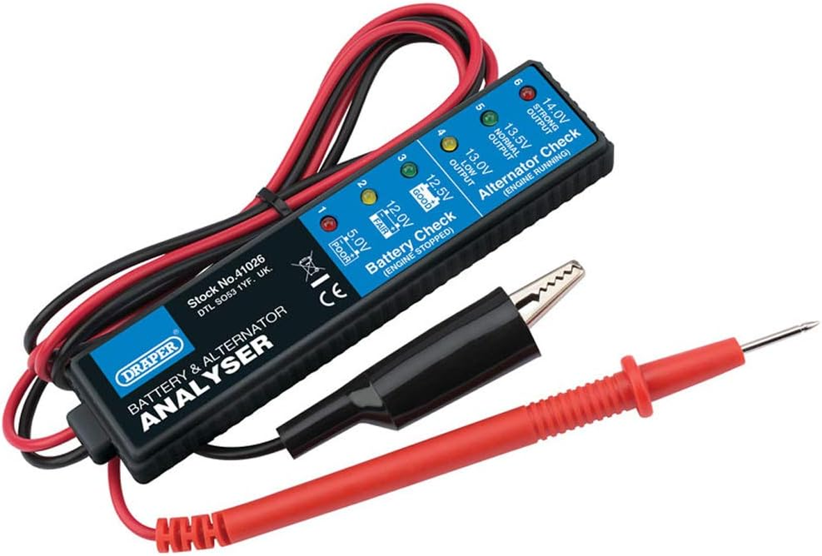 Draper 41026 Battery/Alternator Analyser, Car Battery Tester