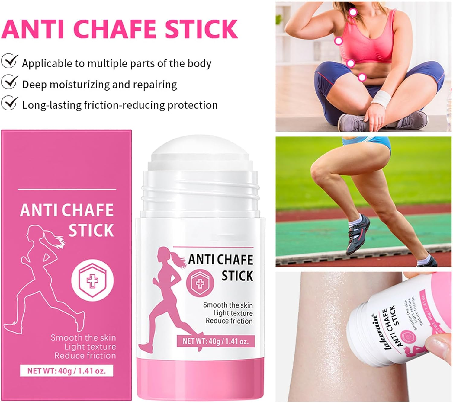 Waterproof & Sweat-Proof Anti-Chafing Stick - Unisex Non-Greasy Glide Balm for Thigh, Leg & Arm Friction Prevention, Natural Anti-Friction Protection for Sports and Running Activities (3 PCS) - 2 Pcs image number 2