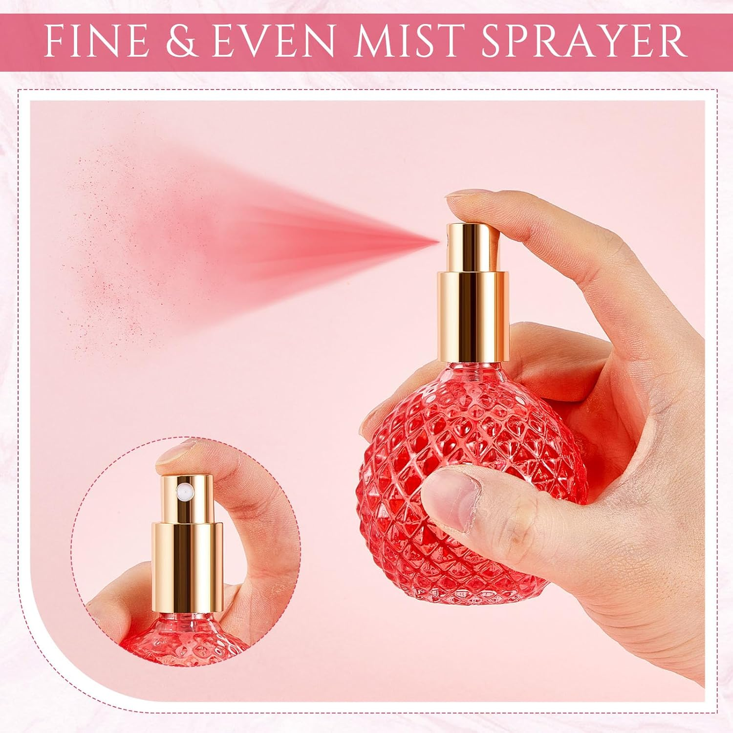 Teenyyou 4 Pcs 100Ml Retro Perfume Bottles Pink Empty Perfume Glass Bottle Refillable Decorative Bottles Fine Mist Spray Bottles for Women Perfume Atomizer Sprayer with Refill Tool for Travel image number 1