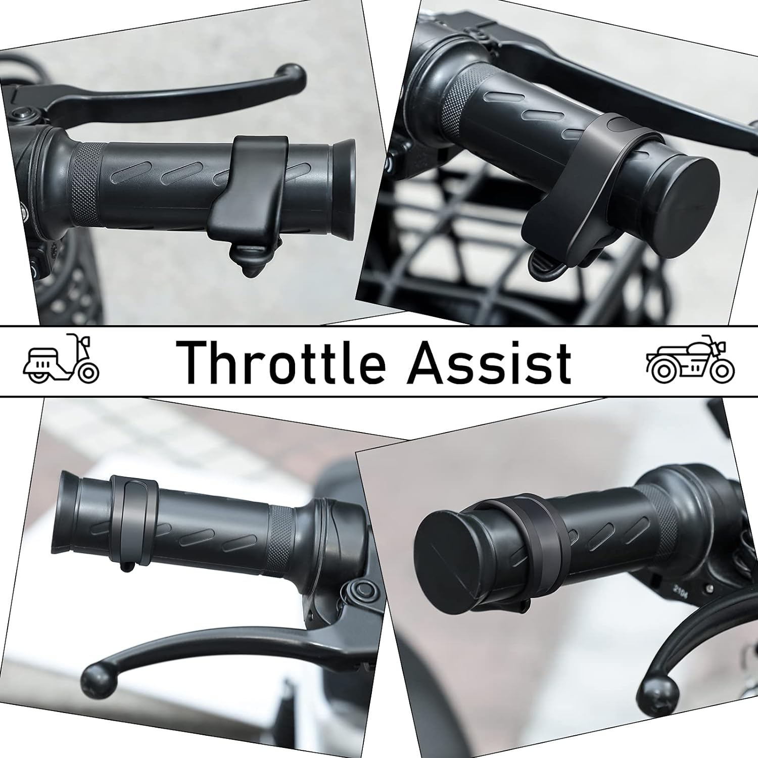 Frienda 4Pcs ABS Motorcycle Throttle Holder Cruise Assist Control Grip Handlebar Black Plastic Universal Compatible with Motorcycle Scooter Electric Bike Motorbike Throttle Grip image number 3