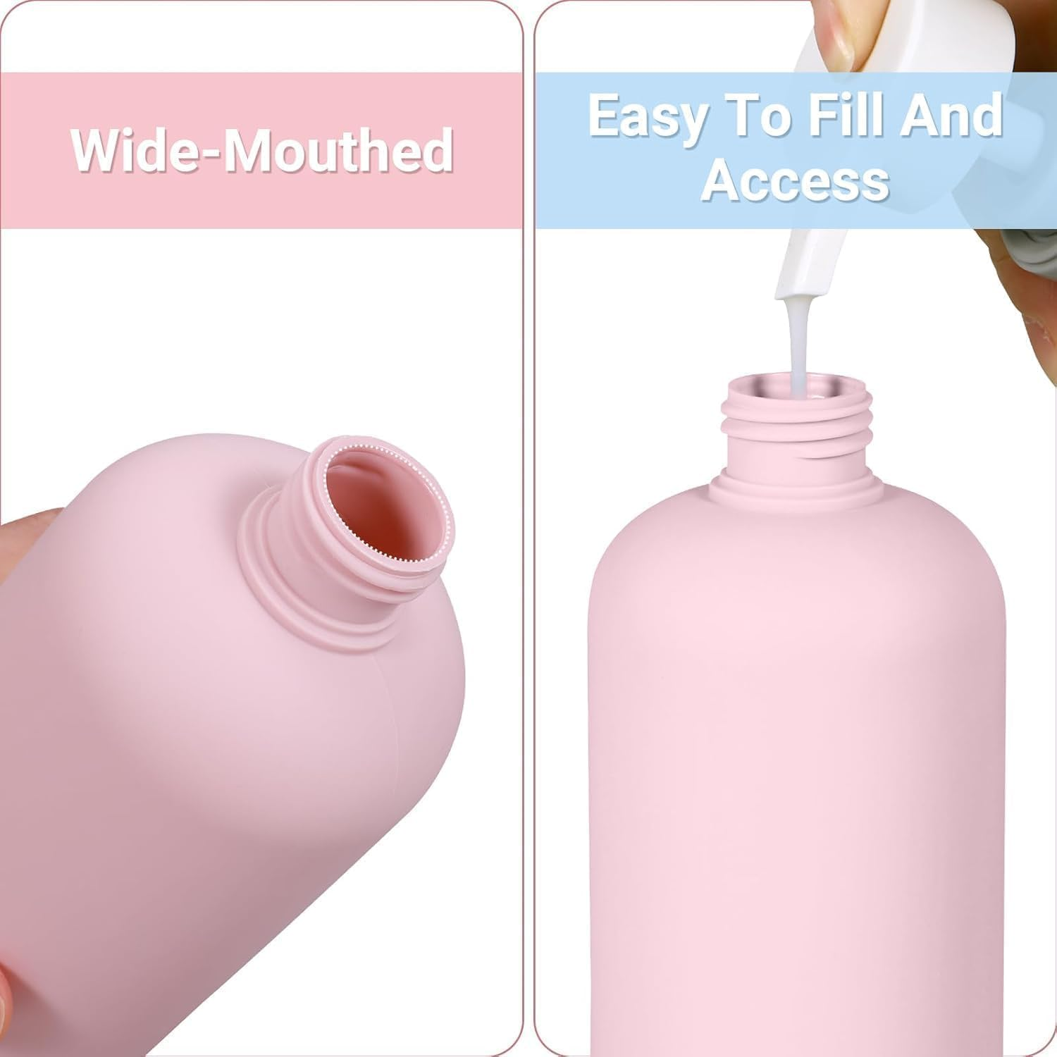 4 Pcs Plastic Large Squeeze Bottles with Flip Cap,Refillable Containers for Lotion,Cream,Soap,Shampoo Leak Proof Travel Shampoo Bottle (Pink, 200Ml) image number 3