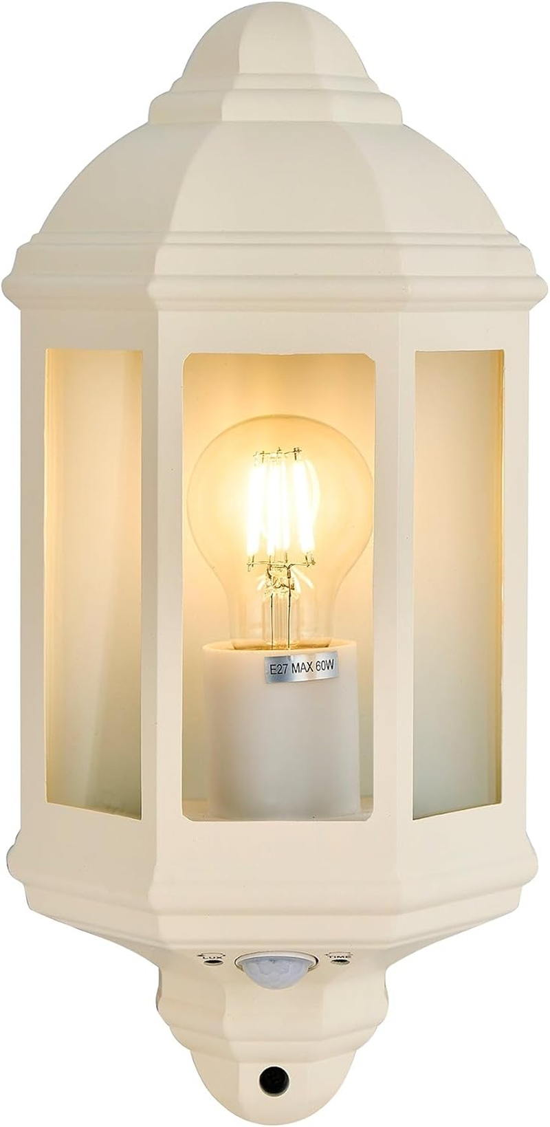 Lexi Lighting Avara Outdoor Wall Sconce with Sensor, E27 Bulb Base, Exterior Black Finish Aluminum Frame with Clear Glass Shade, IP54 Waterproof Porch Lights for Patio Front Door Garage