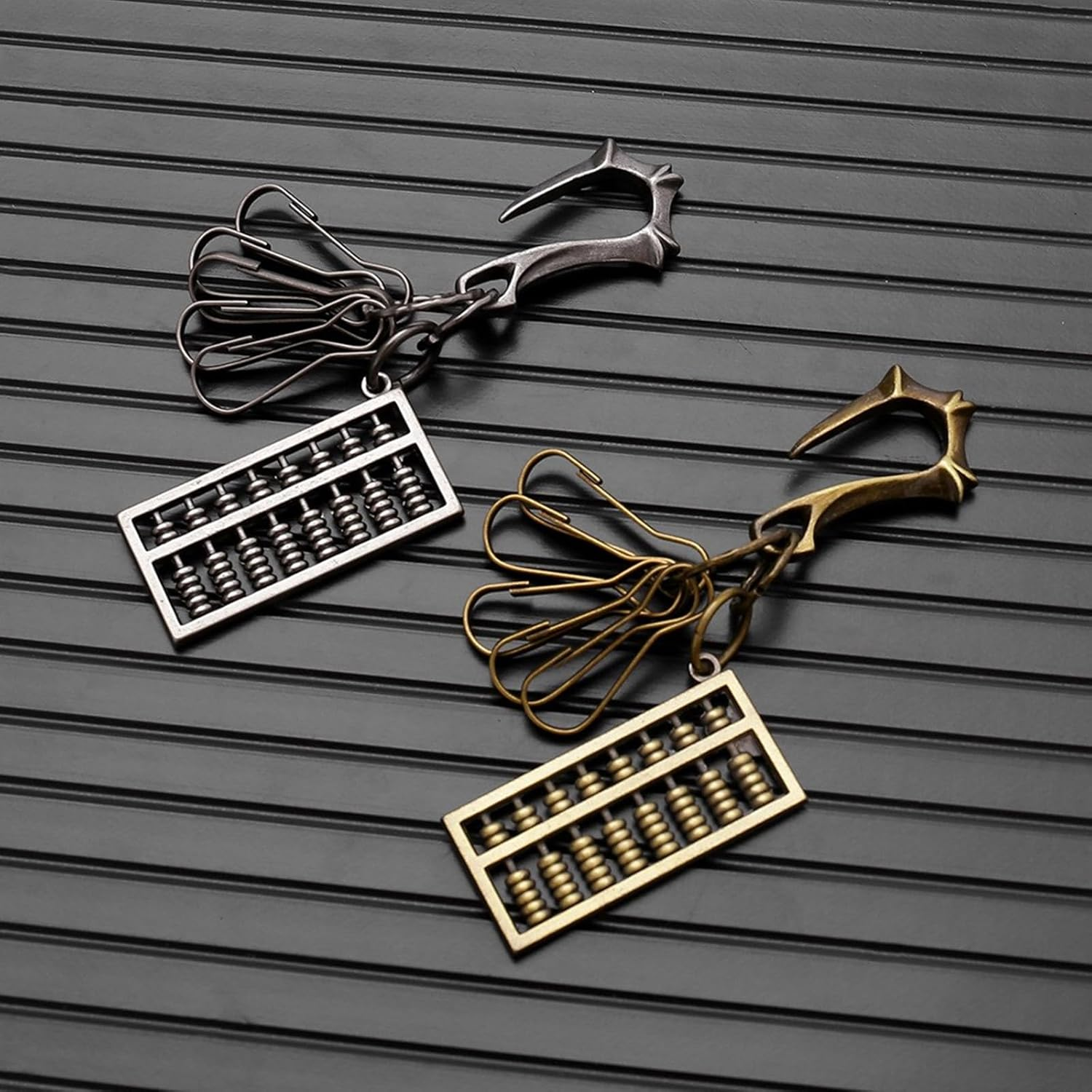 Oxtxuzdm Vintage Metal Abacus Pendant Keychain Zn Alloy Hanging Ornament Retro Design Wallet Men Women Pendant Holder - Copper image number 2