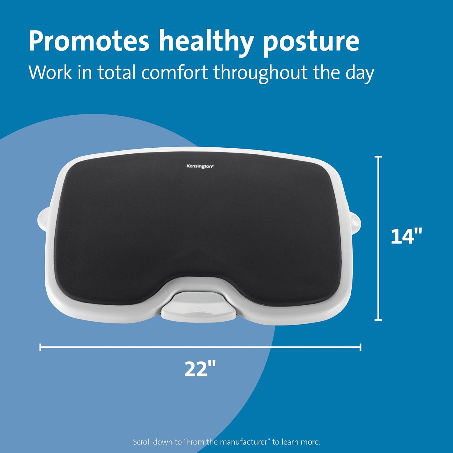 Kensington Foot Rest for under Desk at Work, Smartfit Comfort Memory Foam Angle and Height Adjustable Footrest, Non-Skid Foot Stool for under Office Desk, White/Black K56144USF image number 5