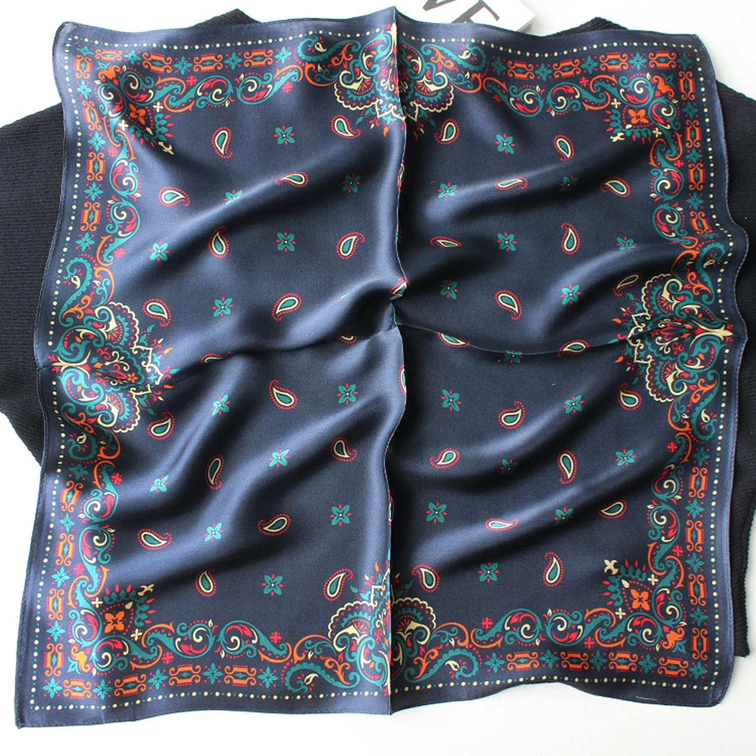 100% Real Mulberry Silk Square Scarf,Lightweight Neckerchief Head Scarf Scarves Bandanas Hair Scarf Neck Scarf for Women/Men - 5301_03 image number 6