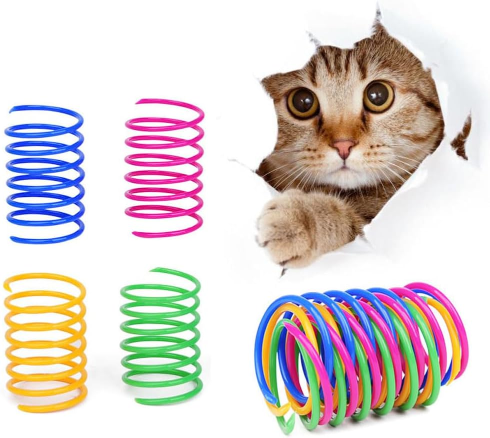 Cat Toy Spring, 4 Pieces Plastic Cat Toy Coil, Coil Springs, Pet Interactive Toypets Kitten Novelty Gift, Toycat, Cat Chew Toy, Durability and Professional image number 3