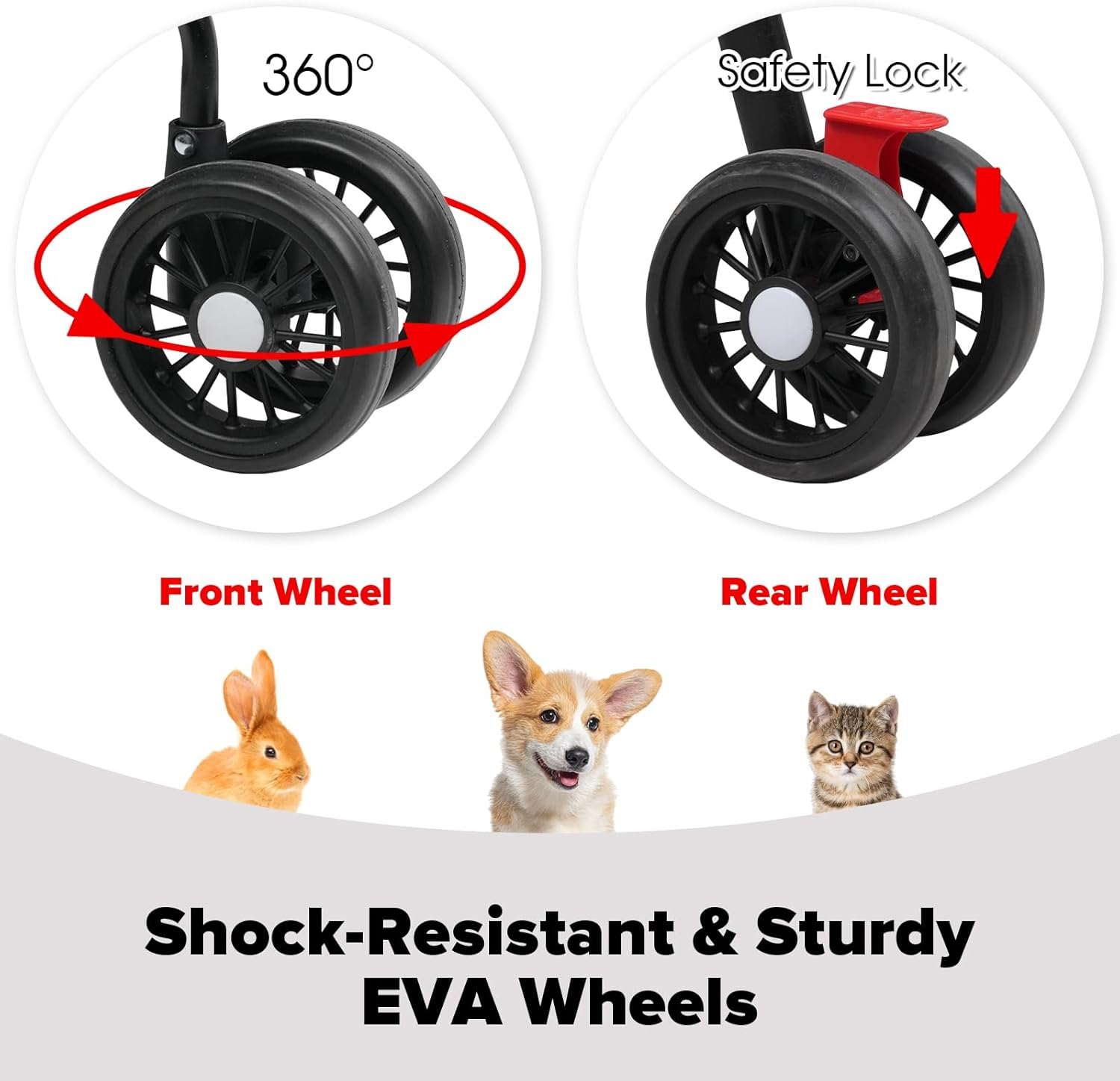 Advwin 3 in 1 Folding Dog Stroller, Pet Stroller for Small/Medium Dogs, Cat Stroller W/Removable Carrier, Car Seat, Sun Shades, Waterproof Small Dog Stroller, All Terrain Pet Stroller image number 6