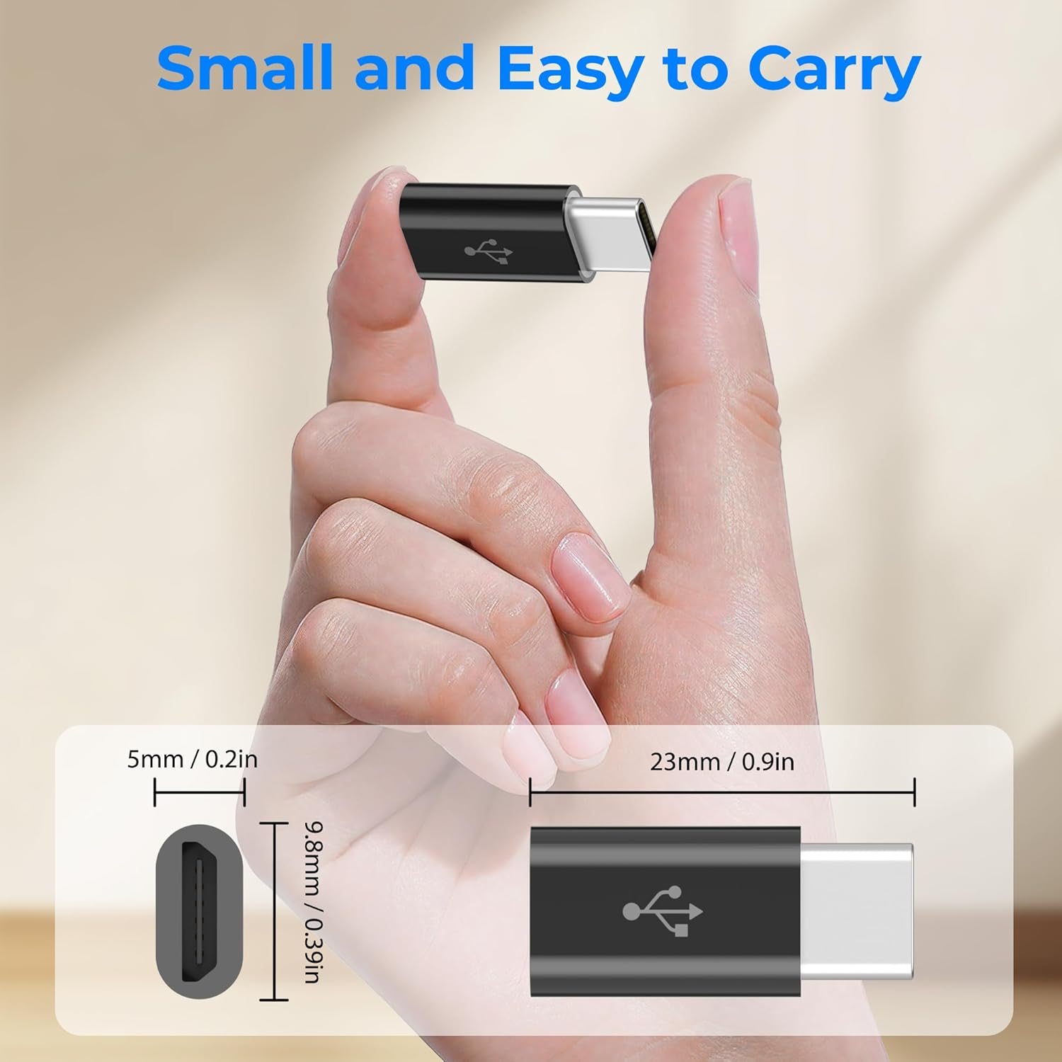 USB C to Micro USB Adapter 4 Pack, Type C Female to Micro USB Male Charger Converter Connector Compatible with Samsung Galaxy S7 Edge S6 S4, LG Nexus 5 4, Motorola Moto G6 Play Smartphone, Tablet - Black*4 image number 6