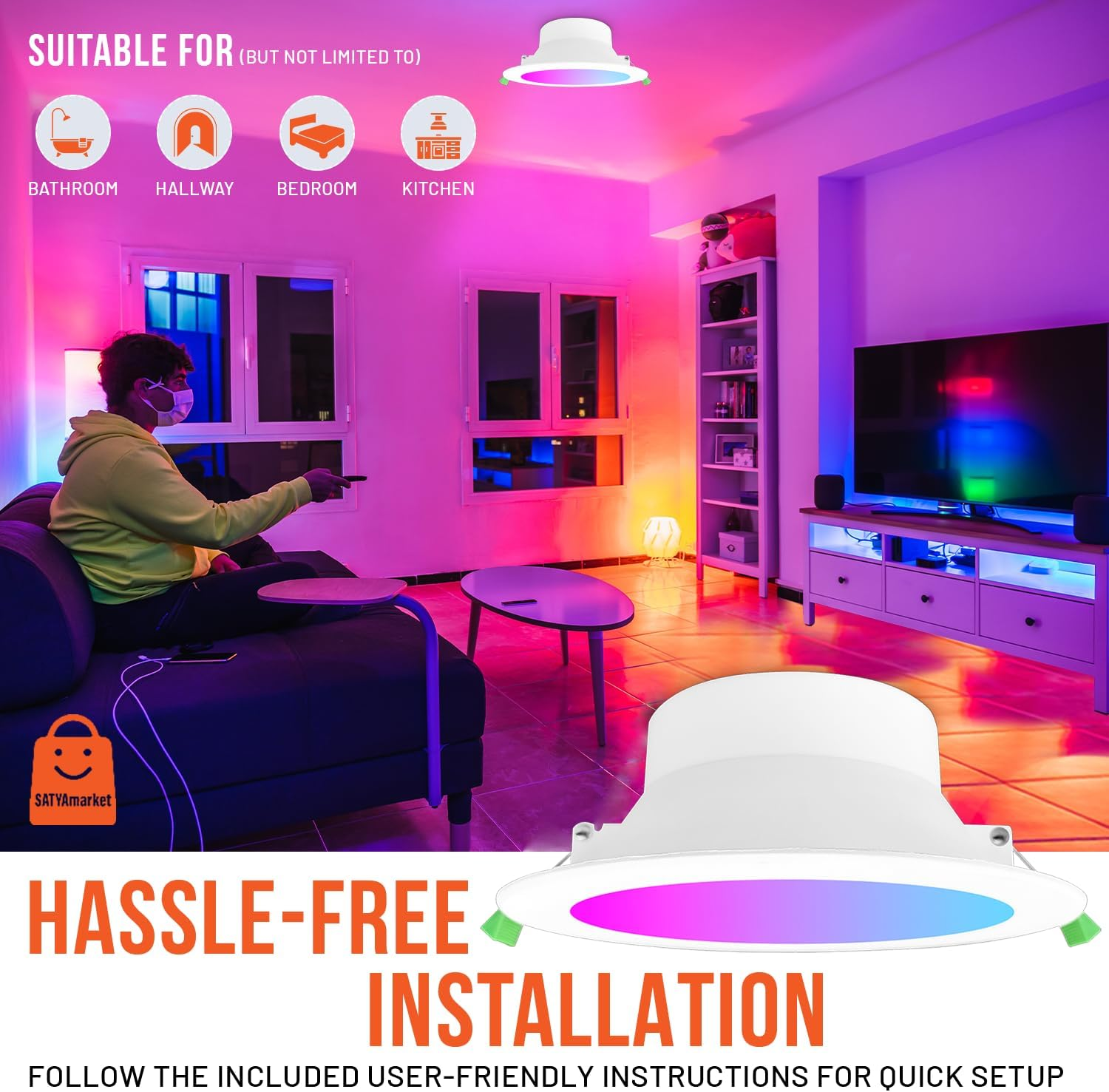 Zigbee (Hub Required) Homekit RGB+CW 10W Smart Downlight - Certified SAA/RCM - Illuminate Your Space with Smart, Voice Control, High Lumen Output, Easy Installation. image number 2