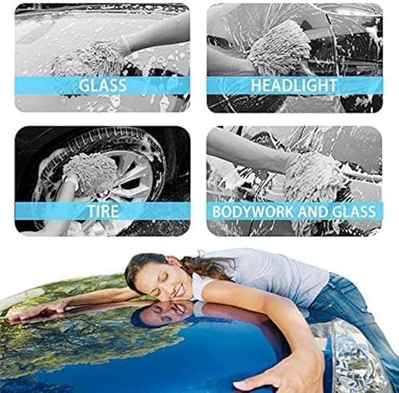 House Cleaning and Car Wash Mitts, Home Dusting Microfiber Gloves, Washing Clean Polish Faster (2-Pack, Green+Blue) image number 4