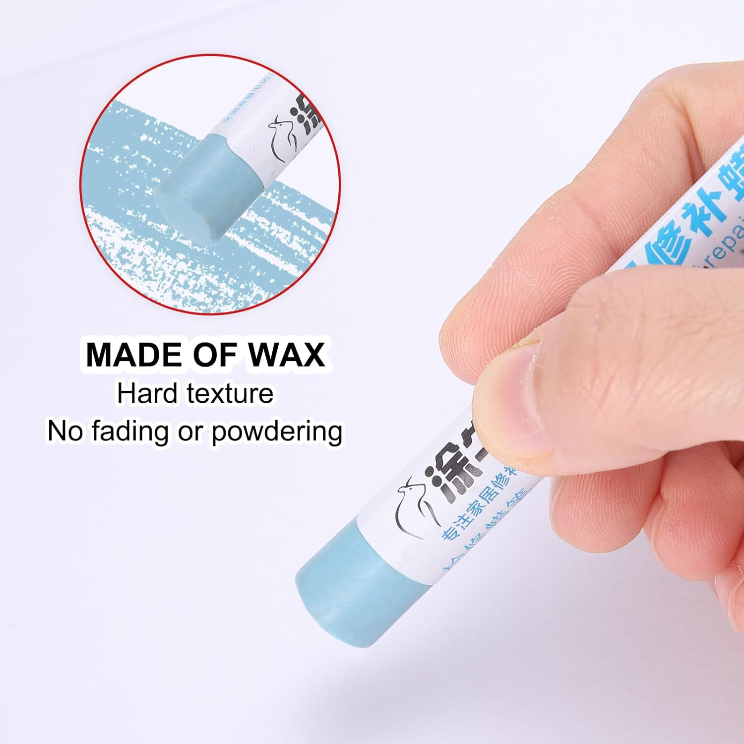 Uxcell Wood Filler Sticks Wood Furniture Scratch Repair Filler Sticks Furniture Touch up Markers with Yellow Scraper for Wood Holes Wood Floor Table Door Cabinet, Blue image number 6