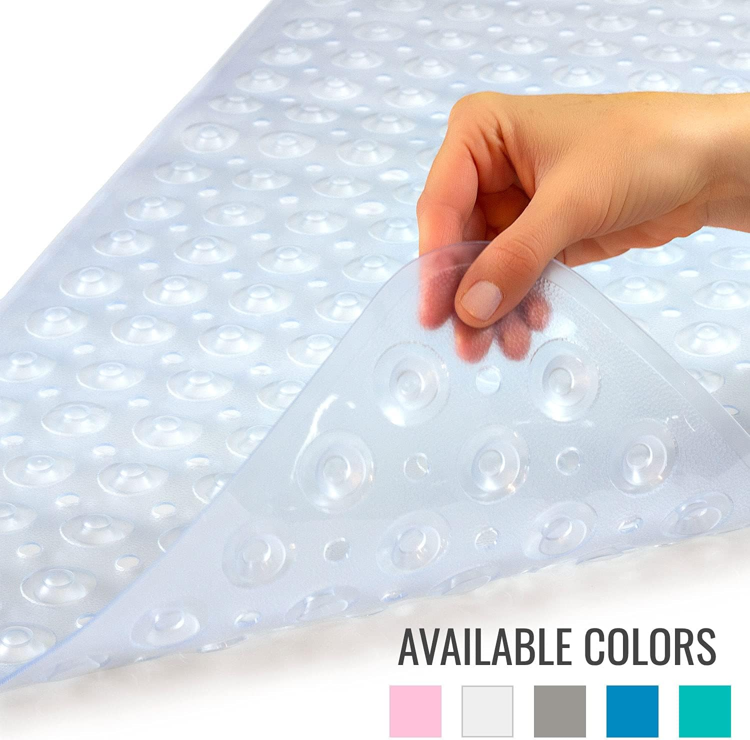 Healthsmart Bath Mat Extra Large No Slip Shower & Bathtub Mat with Suction Cups and Drain Holes for Anti-Slip Grip, Machine Washable, Extra Large, 40 X 15.5, Clear (Pack of 1) - Green image number 5