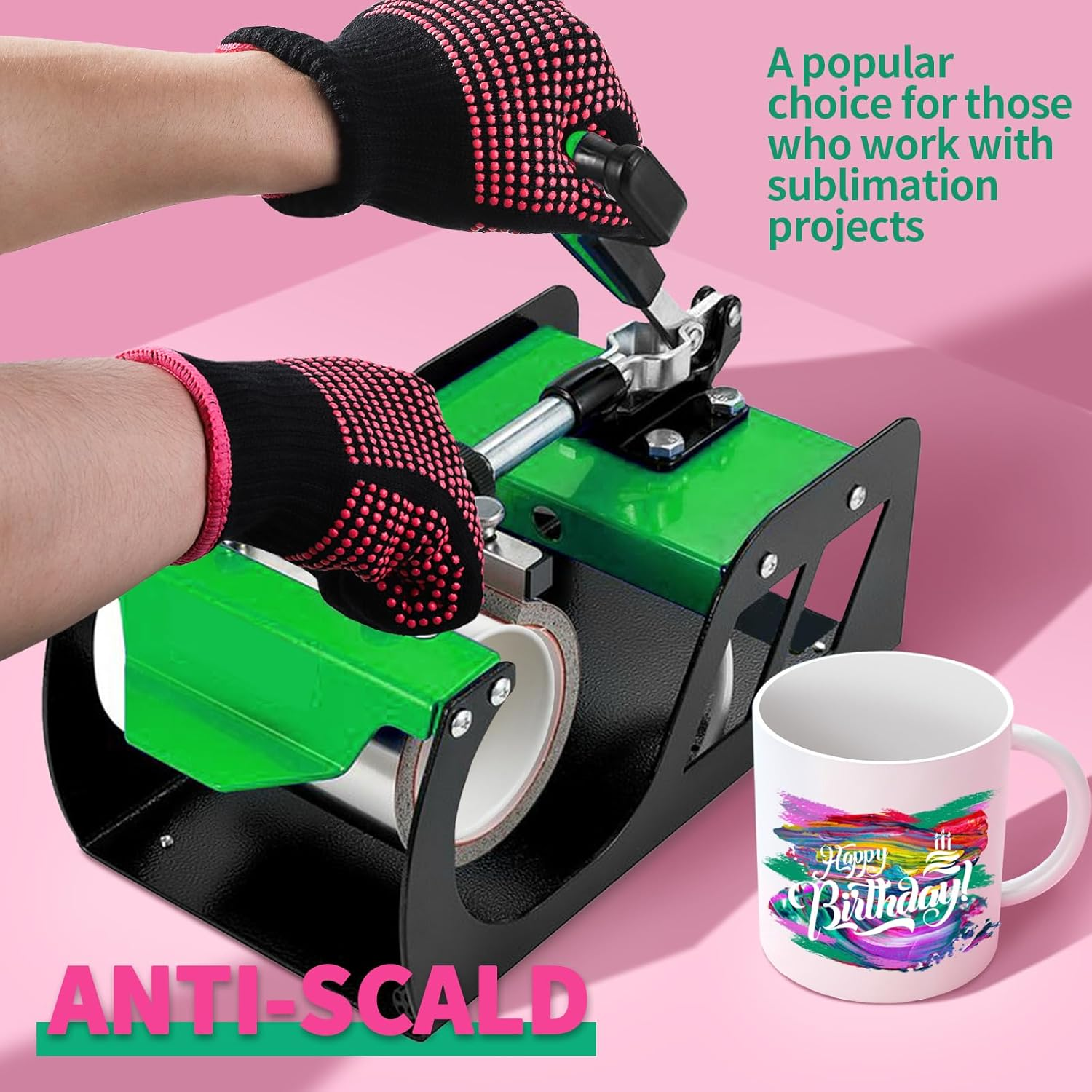 Heat Resistant Glove with Silicone Bumps for Hot Hair Styling Curling Iron Wand - Black image number 4