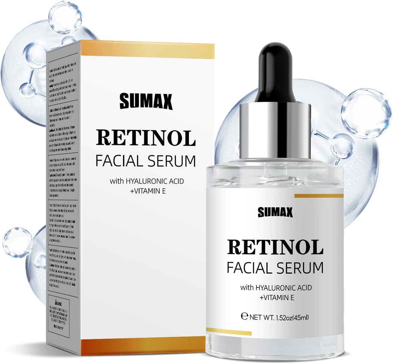 Retinol Serum with Hyaluronic Acid & Vitamin E | Anti-Aging Face Serum for Firming, Smoothing & Deep Moisturizing | 1.5 Fl Oz/45Ml image number 2