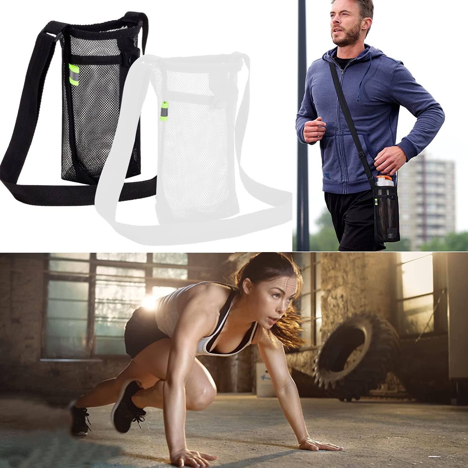 Water Bottle Holder, 2Pcs Water Bottle Carrier with Adjustable Shoulder Strap, Beach Bottle Bag, Water Bottle Sling Dog Water Bottle Sleeve for Sports Gym Hiking Camping Walking image number 1