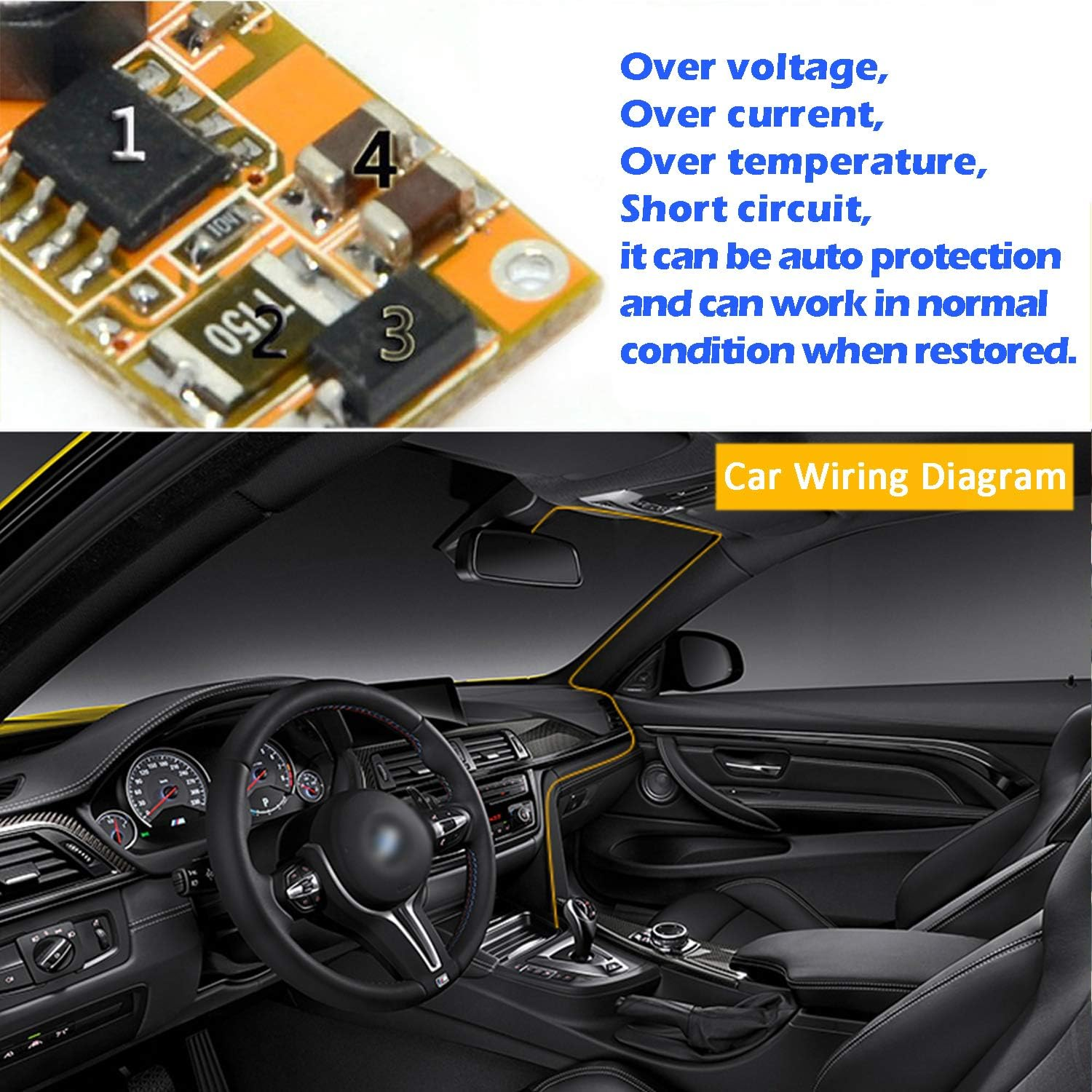 DC 12V to 5V Micro USB Cable Right Angle Plug, Dash Cam Hardwire Kit Micro USB Charger Car Direct Wired Charging Cable for Dash Cameras GPS Navigator Tablet DVR Recorder, Accept DC 12-24V Input image number 2