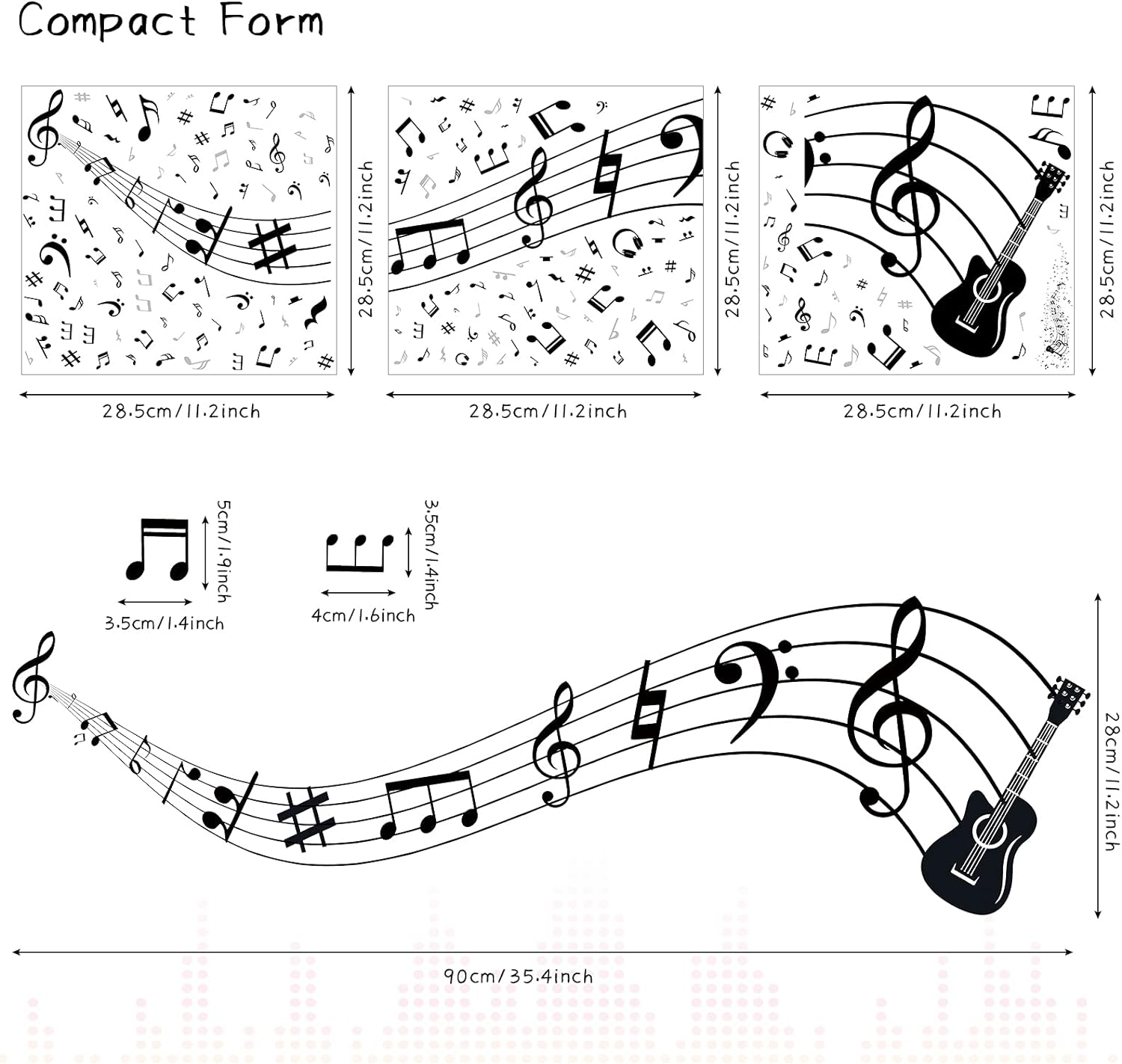 Music Wall Stickers Decals Music Note Wall Decor Removable Notation Band Decals Vinyl Mural Wallpaper DIY Home Decor for Classroom Living Room Bedroom Kids Studio Decoration image number 1