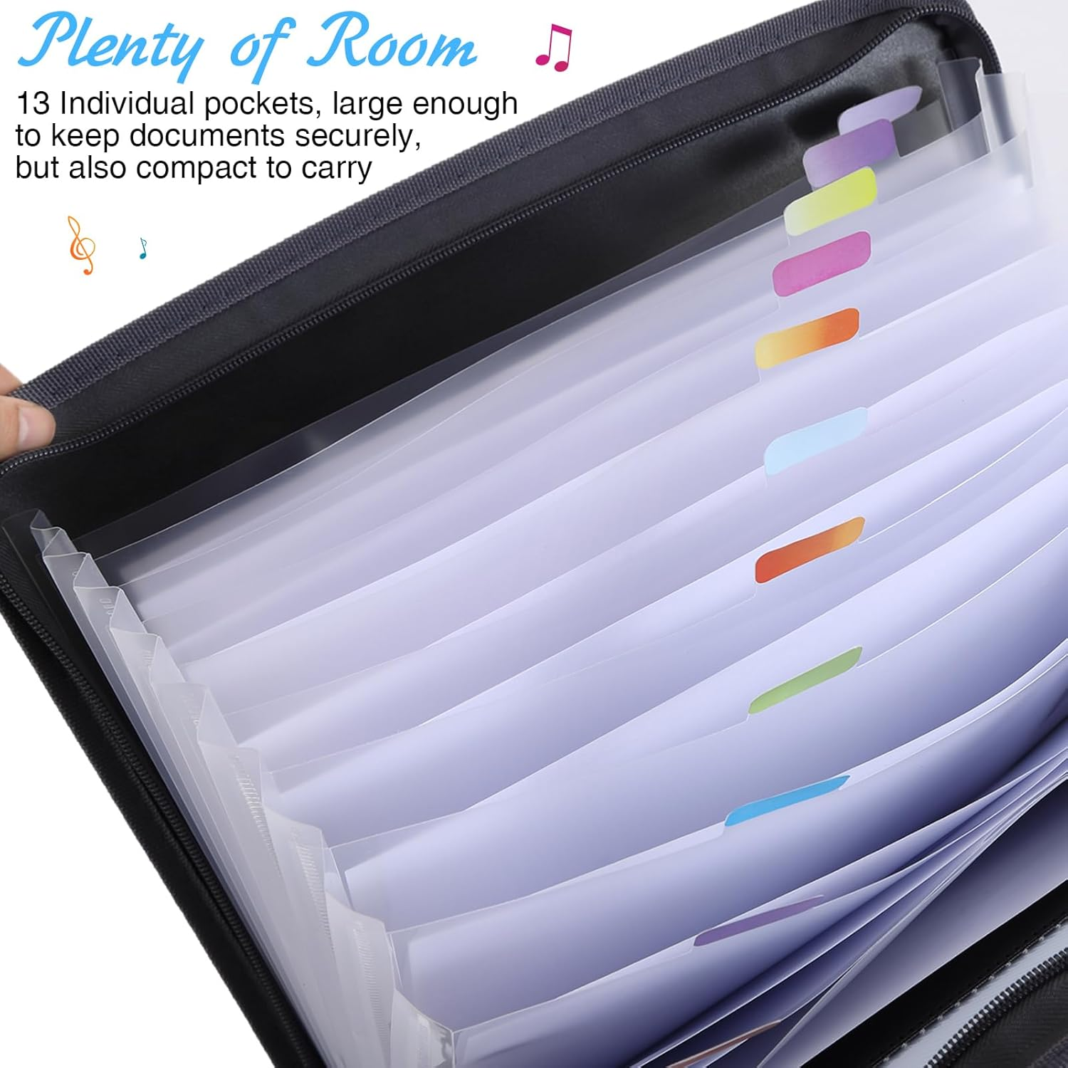 Expanding File Folder Featuring Adhesive Tags with 13 Pockets for Document Organiser, Large Capacity Accordion File Folder for A4-Sized Paper Organization Folder image number 6