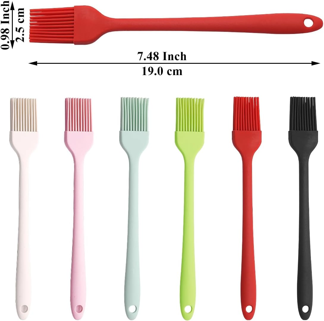 Berglander Silicone Basting Brush Set of 6, Pastry Brush, Heat Resistant Brushes for Cooking, BBQ, Kitchen Baking, Spreading Sauce and Oil or Butter, Dishwasher Safe